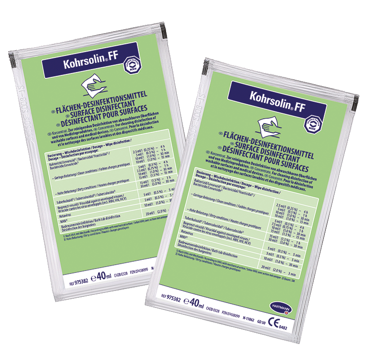 125 Stück Kohrsolin® FF 40 ml-Dosierbeutel | Flächendesinfektionsmittel