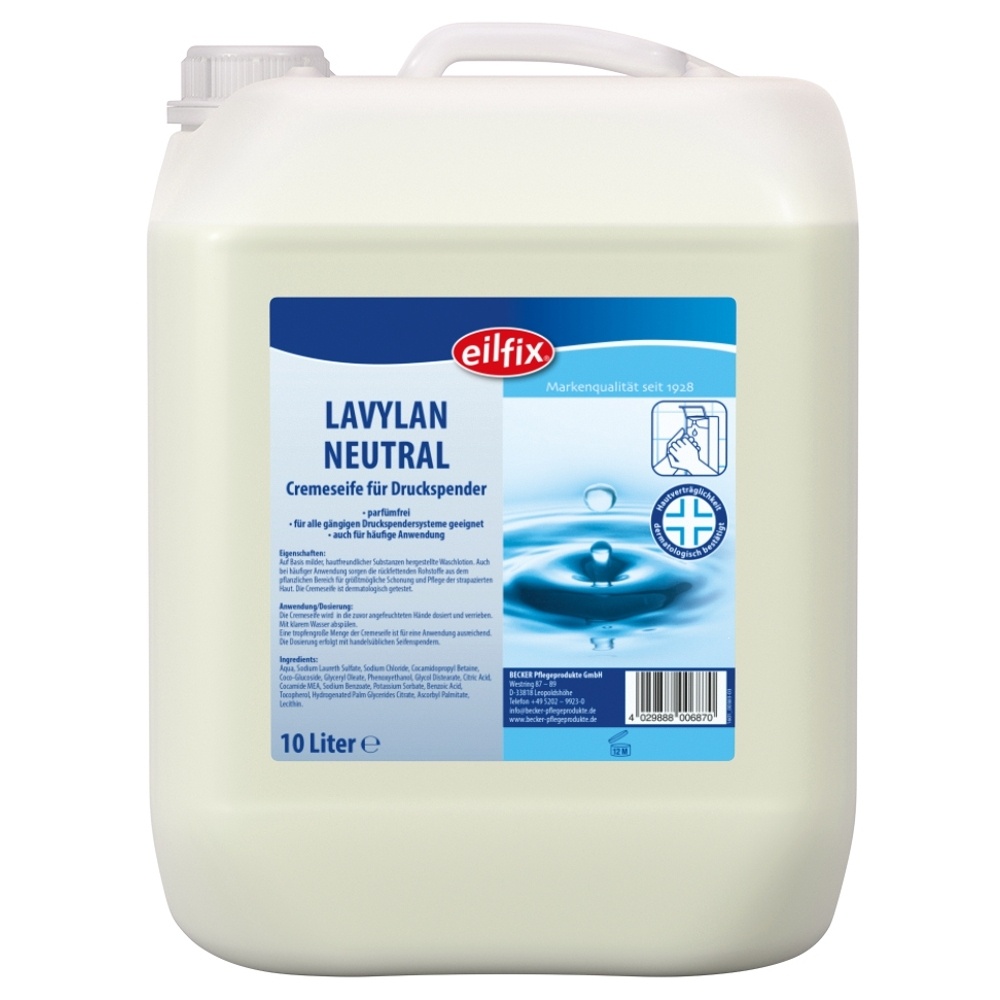 Eilfix® Lavydes Cremeseife, duftneutral | 10 Liter | Cremeseife für die hygienische Händewaschung