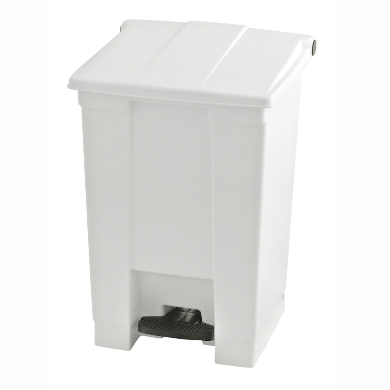 Abfallbehälter, Treteimer, 45,5 Liter, eckig "Rubbermaid Step-On Container" | Farbe: weiß  | flüssigkeitsdicht, formstabil, bündig schließender Deckel, einfache Reinigung, HACCP geeignet