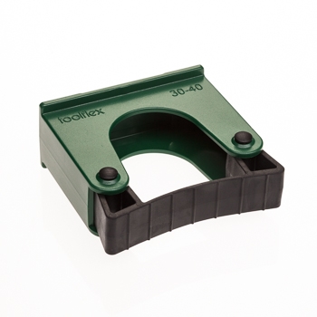 Toolflex Gerätehalterung 30 - 40 mm für Alu-Schiene  | Halter grün, Gummi schwarz