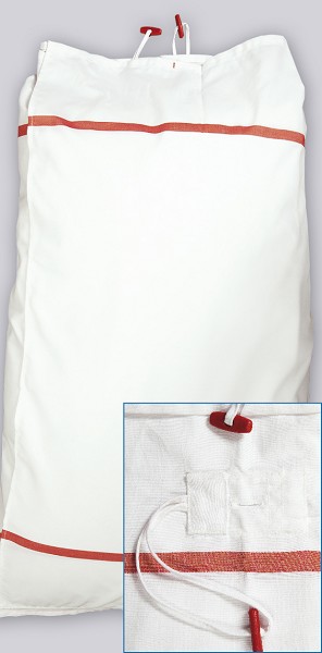 Wäschesack mit Knebelverschluss für 12 kg mit farbigem Streifen | blau, gelb, grau, grün, rot, weiß  | Wäschetransportsack/Wickelsack