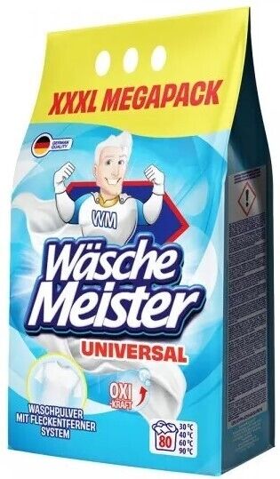 Wäschemeister Universal Waschmittel Waschpulver, 6kg, 80 Wäschen, XL Megapack