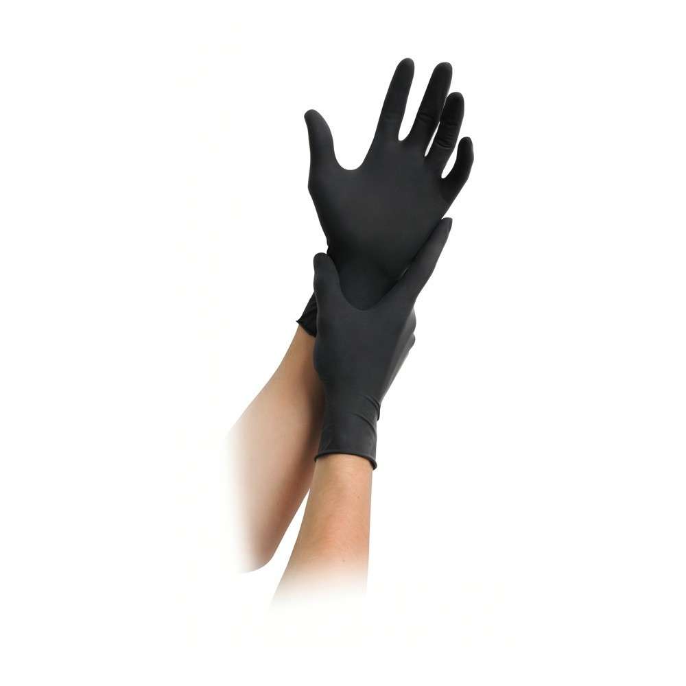MaiMed® Black Latex Einweghandschuhe | schwarz, puderfrei | 100 Stück/Box