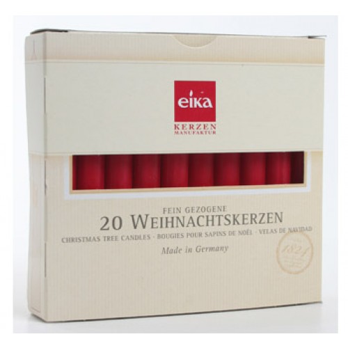 Kerzen Baumkerzen/Weihnachtskerzen, 105 x 12,5 mm, rot, weiß | 20 Stück/Pack